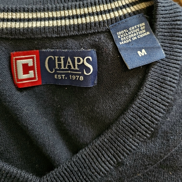 Ralph Lauren Chaps Navy Blue Cotton Sweater Vest Size Medium - Picture 4 of 5